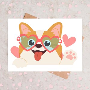 Corgi Heart Card per amico o coniuge, biglietti stampabili per cani, biglietti digitali, semplici biglietti di auguri, biglietto A7, biglietto A5