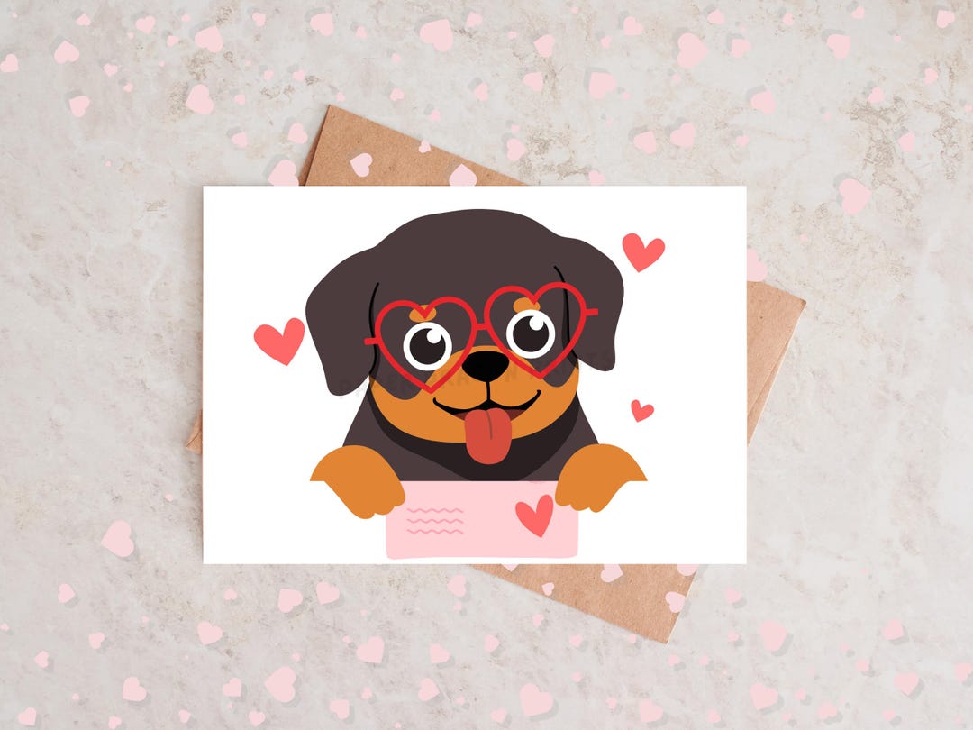 Rottweiler Valentine's Day Card, Printable Dog Cards, Digital Cards ...