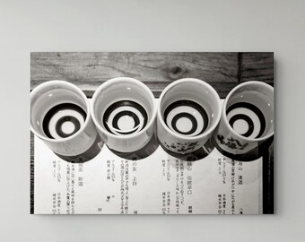 Sake Tasting Cups Fine Art Print – Black and White Japanese Still Life Photography