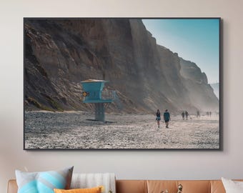 La Jolla Beach Canvas Print – California Coastal Cliffs & Lifeguard Tower