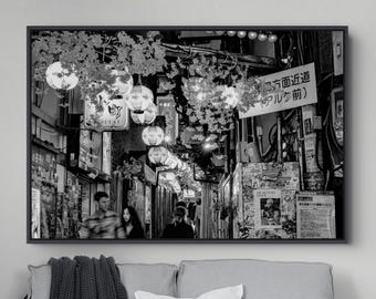 Omoide Yokocho Lantern Alley Photography – Black and White Shinjuku Fine Art Print