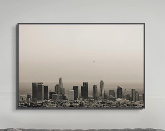 Los Angeles Skyline Canvas Print – Minimalist Black and White Photography