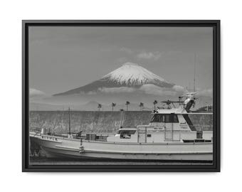 Mount Fuji Black and White Photography – Kamakura Harbor Fine Art Print