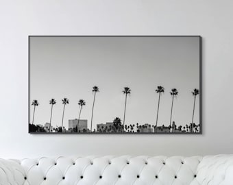 Black and White Palm Tree Canvas Print – Minimalist California Coastal Art