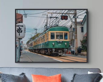 Enoden Train Wall Art - Vintage Green Japanese Railway Photography | Kamakura Travel Fine Art Print