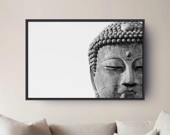 Buddha of Kamakura Wall Art – Black and White Zen Photography Print