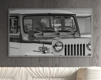 Vintage Mitsubishi Jeep in Kamakura Japan – Black and White Automotive Fine Art Photography
