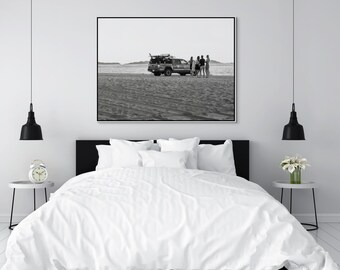 California Beach Wall Art  Lifeguard Photography | Black and White Coastal Fine Art Canvas