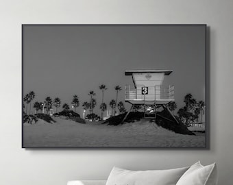 Lifeguard Tower Wall Art - Black and White California Beach Photography | Los Angeles Coastal Print