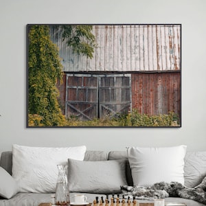 Canvasprint rustieke schuurdeur – muurdecoratie vintage boerderij
