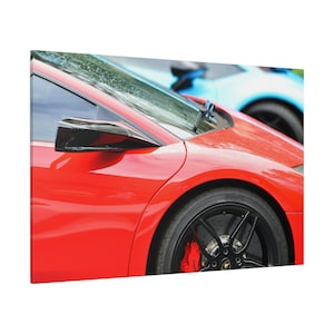 Red Lamborghini Wall Canvas Art for Man Cave Decor & Sports Car Wall Hanging, Game Room Art Print