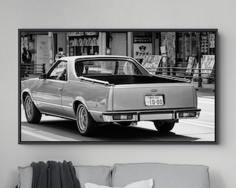 El Camino Tokyo Street Photography – Black and White Classic Car Fine Art Print