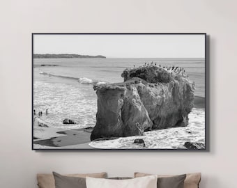 Black and White Sea Stack Canvas Print – California Coastal Photography