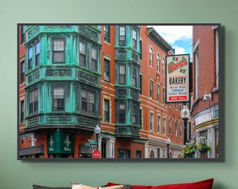 North End Boston Wall Art - Bovas Bakery Sign & Historic Brick Architecture | Boston Neighborhood Photography