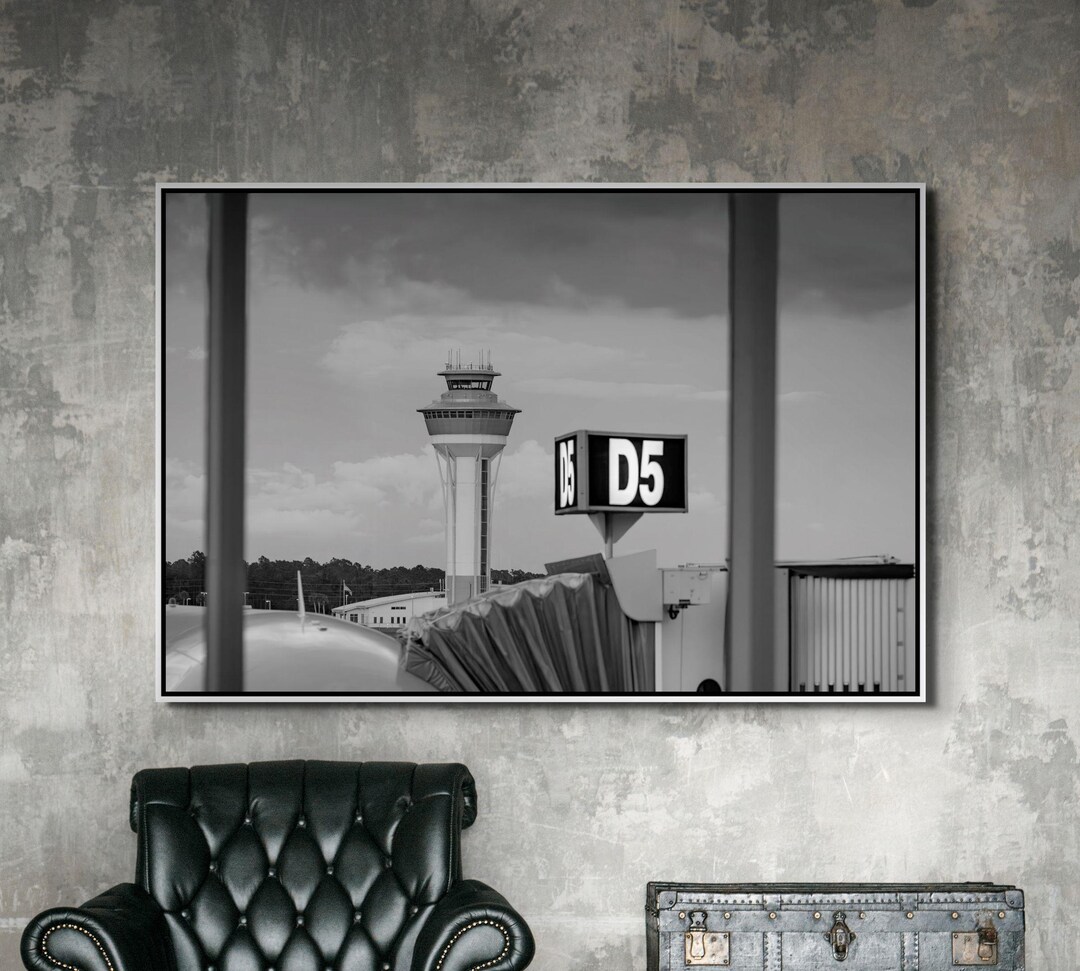 Airport Control Tower Print – Black & White Aviation Photo, Floating ...