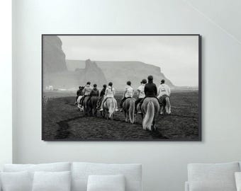Icelandic Horse Riders Floating Frame Canvas – Nordic Farmhouse Photography Print