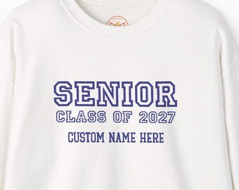 Sweatshirt met ronde hals en gepersonaliseerde naam voor de eindexamenklas van 2026 | Afstudeersweatshirt