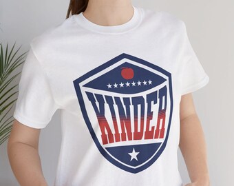 Kinder Shield Retro Americana T-shirt, T-shirt voor schoolpersoneel en leerkrachten