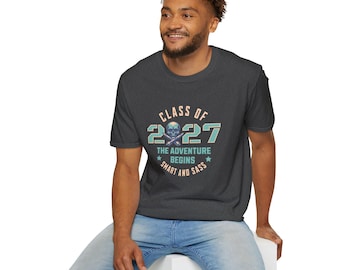 T-shirt met doodskop en gekruiste botten voor de klas van 2027 | Afstuderen