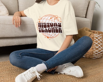 T-shirt voor geschiedenisdocenten | Retro globe-typografie