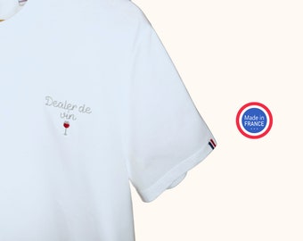 T-Shirt Personnalisé Made in France - Brodé - Homme  - Bleu ou Blanc - Saint Valentin