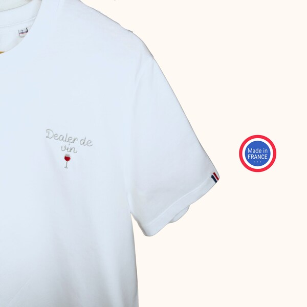 T-Shirt Personnalisé Made in France - Brodé - Homme  - Bleu ou Blanc - Saint Valentin