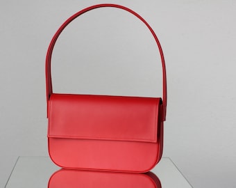 Leather handmade Woman bag, Baguette bag leather, Everyday Bag for Women, Fashion Bag, Gift for her wife,Red shoulder bag