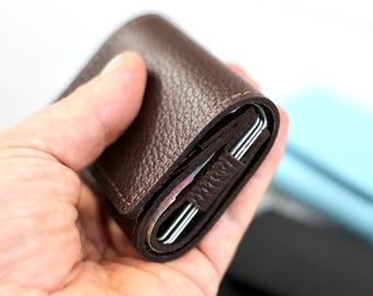 Minimalist Leather Wallet, Slim Wallet, Compact Front Pocket Wallet, Small Mens Wallet, Handmade Card Holder