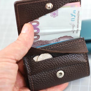 Portafoglio fatto a mano, portafoglio sottile in pelle, porta carte, regalo perfetto, portafoglio da uomo, portafoglio da donna, portafoglio con tasca frontale, regalo di Natale