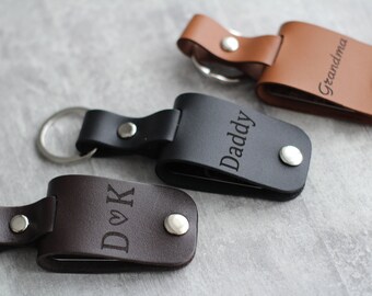 Leather initial keychain, key ring with photo,gift for men, couple keychain,  cute key holder, handmade keychain