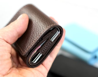 Minimalist Leather Wallet, Slim Wallet, Compact Front Pocket Wallet, Small Mens Wallet, Handmade Card Holder