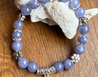 Angelite Gemstone Bracelet: Butterfly Charm, Spiritual Healing, & Inner Peace