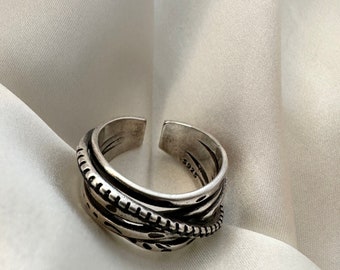 Chunky silver ring, thick silver ring, unisex ring, adjustable ring, open back ring, unique ring, present, gift, statement ring, stacking