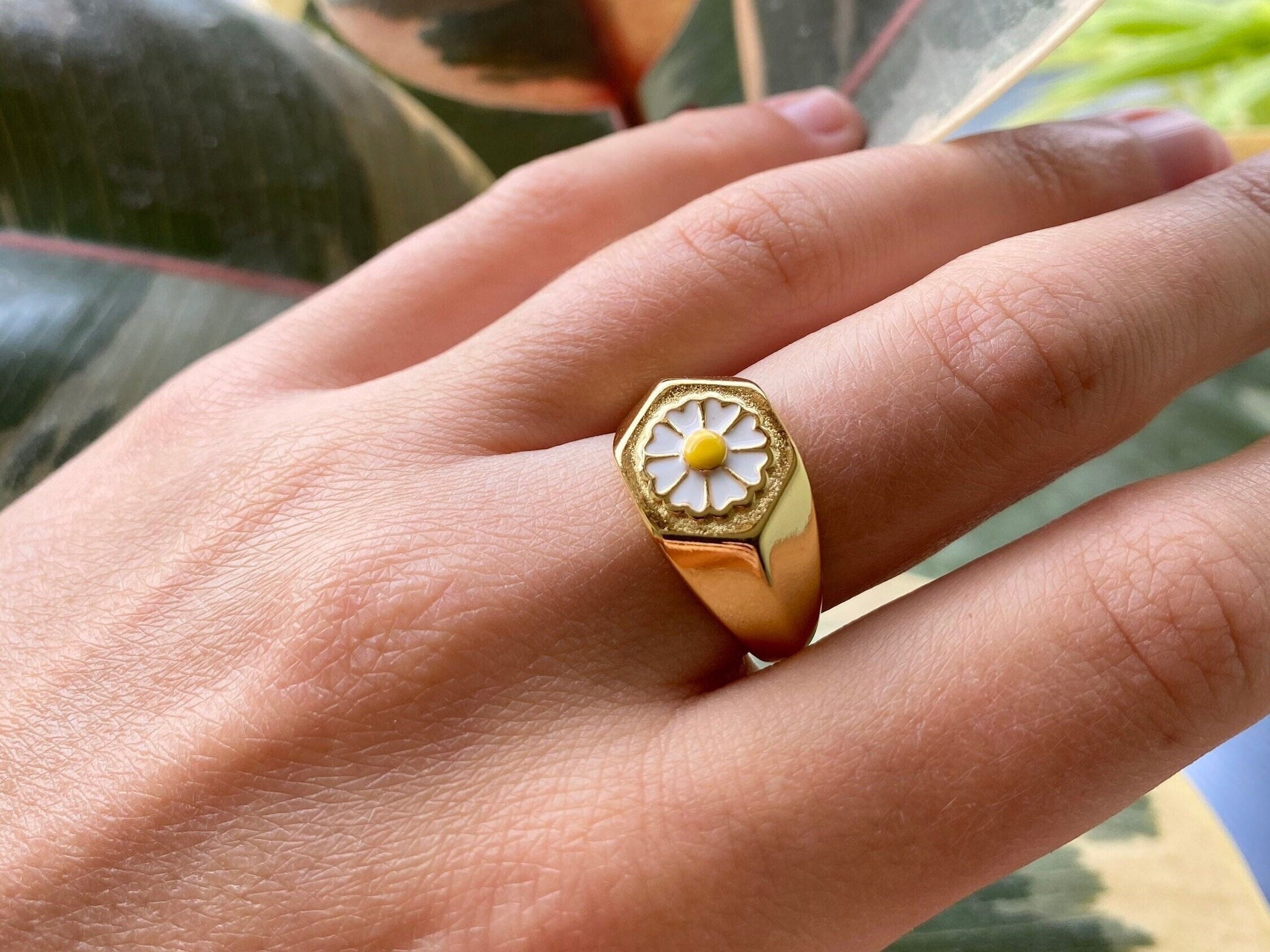 Chunky Gold Adjustable Rings Flower Butterfly Adjustable Chunky Gold Rings For Women - Non-Tarnish Flower & Butterfly Statement Rings Stackable Butterfly Rings