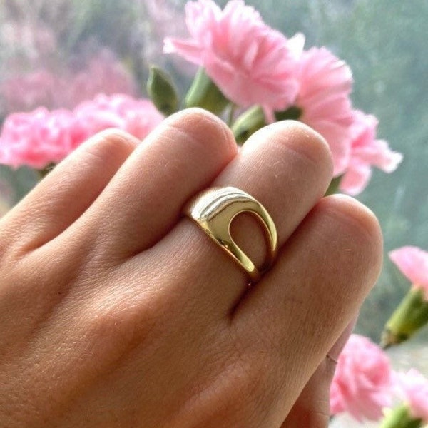 Gold chunky ring, gold stacking ring, adjustable ring, statement ring, unisex ring, band ring, unisex ring, promise ring, gift, present