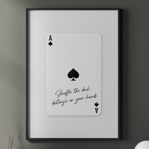 Ace of Spades Digital Print Poster, Lucky Playing Card Wall Art, Vintage Poker Wall Art, Printable Black White Print, Inspiring Quote Poster