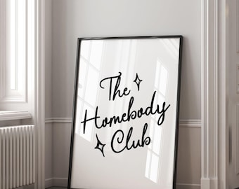 Lámina Homebody Club, arte mural de estética neutra (descarga digital)