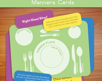 Tablemat Manner Cards Montessori Placemat Mealtime Table Placemat for Kids Table Manners Cards Good Manners Learning for Toddler