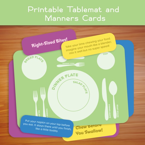 Tablemat Manner Cards Montessori Placemat Mealtime Table Placemat for Kids Table Manners Cards Good Manners Learning for Toddler