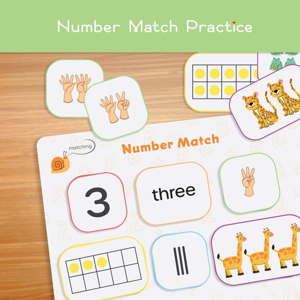 Number Match Activity for Toddler Montessori Counting Practice for Homeschool Worksheets Kindergarten Resource Learning 1 to 10 Practice