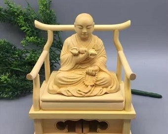 hand carved seating buddhist tree carving highly skilled delicate and unique sculpture