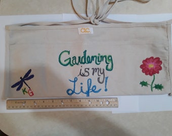 Gardening is My Life - Hand painted Gardening apron