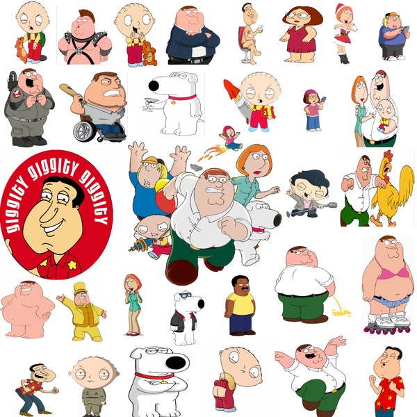 Family Guy SVG-PNG Layered Mega Bundle,All Caracters Family Guy Svg-Png, Griffin Family Svg, Digital Prints, Clipart, Cartoon Svg,