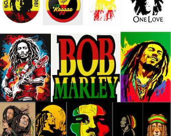 Lot SVG-PNG Bob Marley, vecteur BobMarley, fichier coupe BobMarley, clipart BobMarley, numérique BobMarley, impression BobMarley