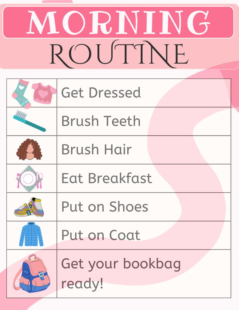 Editable Morning Routine Chart for Kids - Etsy