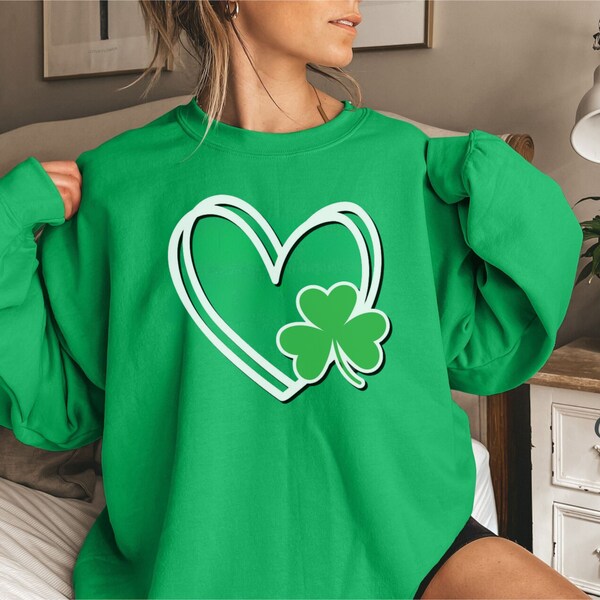 St Patricks Day Shirt Shamrock Heart Sweatshirt Cute St Patricks Day Sweater St Pattys Day Crewneck Cute St Patrick Day teacher gift for her