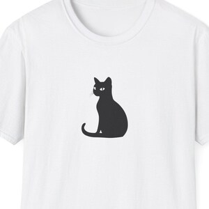 Cute Cat Silhouette Unisex Softstyle T-Shirt, Cat Lover Gift, Casual Wear, Pet Adoption Awareness, Animal Lover Tee