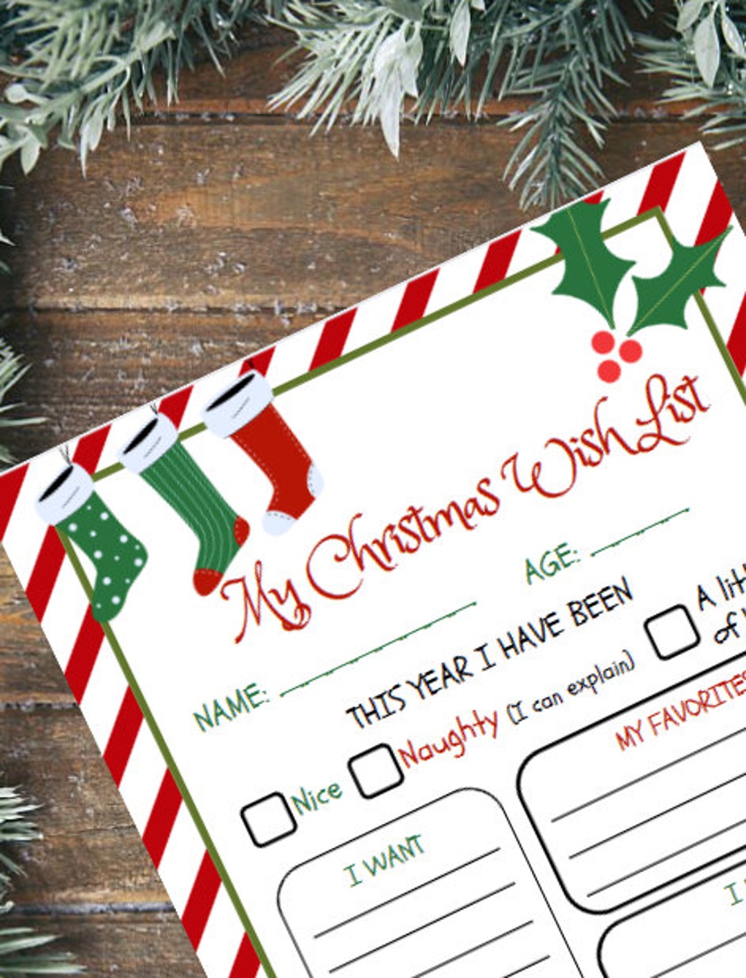 Kids Christmas Wish List, Kids Christmas Questionnaire, Printable