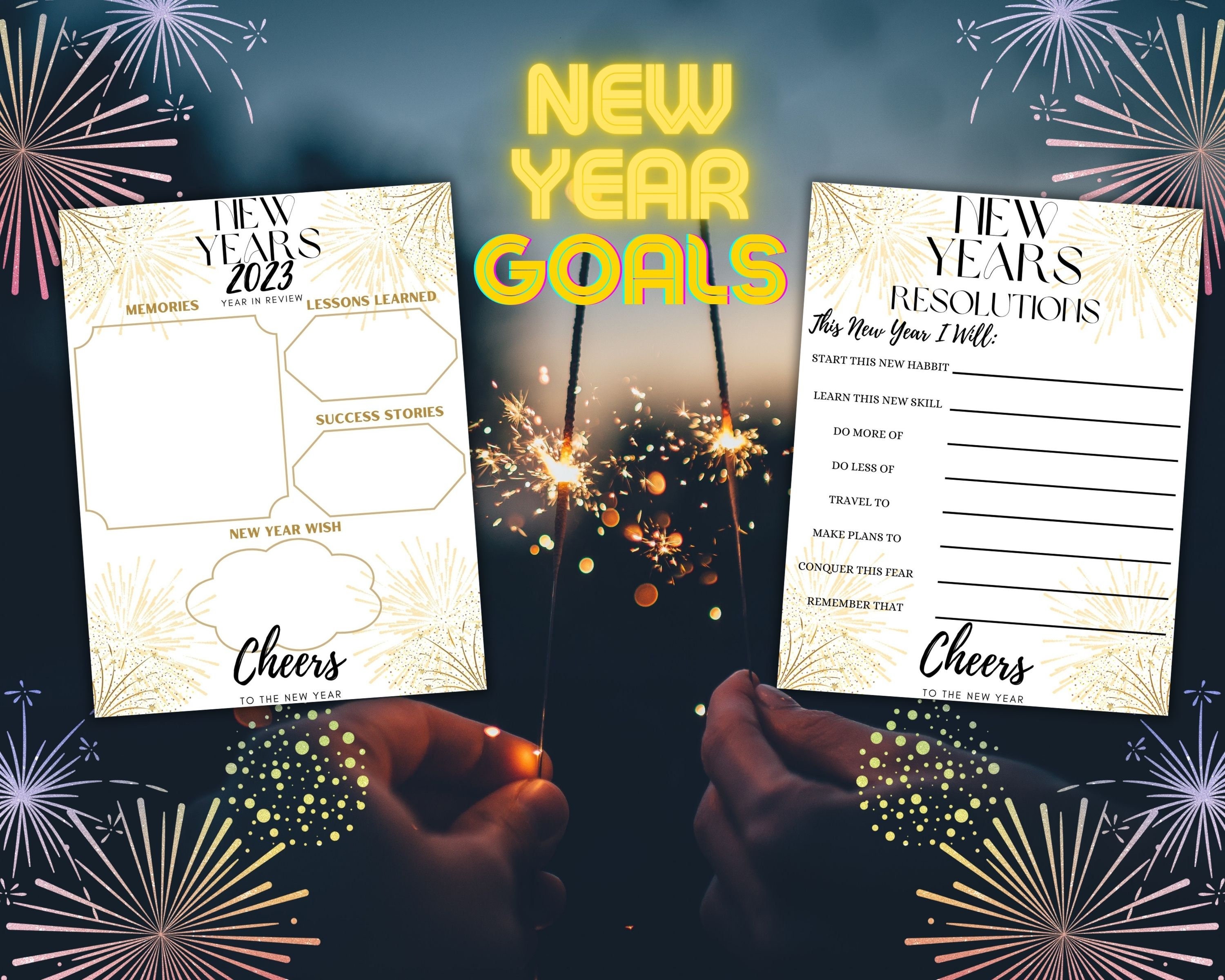 New Years Bundle Printable PDF New Years Printables Editable Templates DIY Digital Download ...