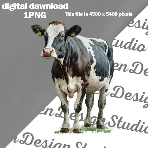 Lait laitier Vache Aquarelle Clipart Highland Cow Daisy Fleurs PNG Commercial Use Farm Milk  Graphic Dairy Cattle Design Illustration Print